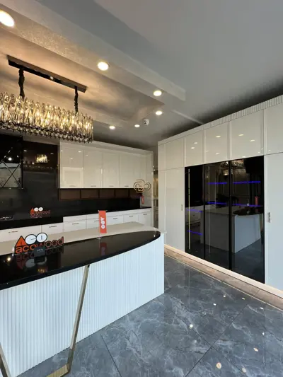 کابینت آشپزخانه انزو - رنگ پولیشی با لوازم توکار